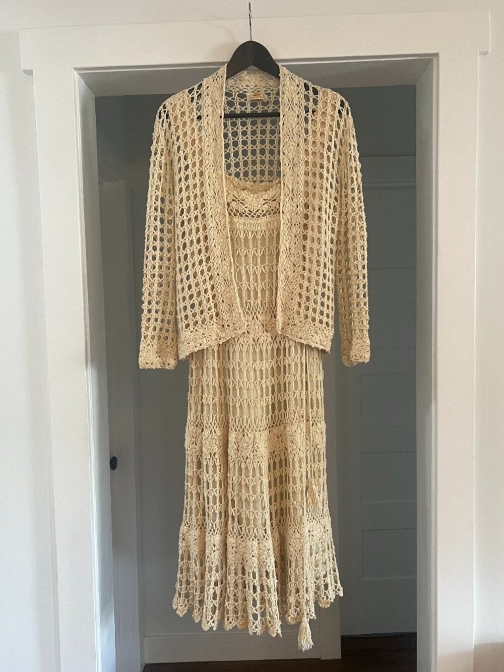 Vintage Andrea by Danimel Crochet Dress and Cardigan Set
